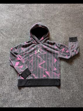 Jordan Kids Gray & Pink Patterned Hoodie
